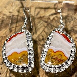 Moroccan Seam Agate Earrings 2”